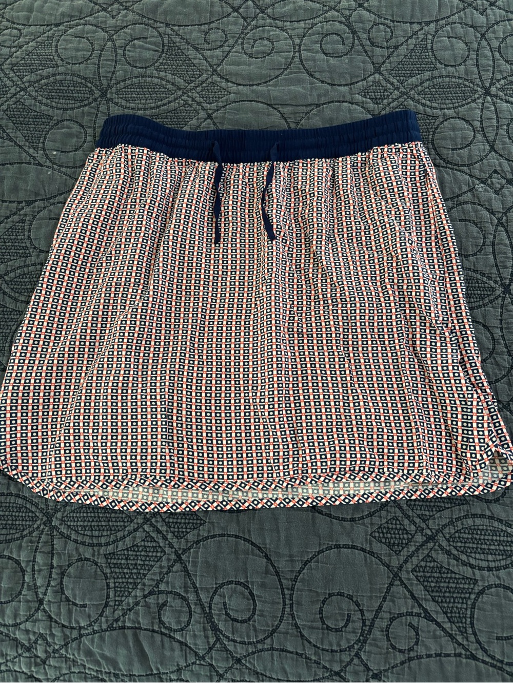 GAP Navy Waistband Geometric Print Skirt